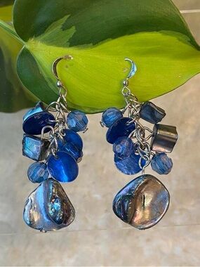 Blue Abalone Seashell Mermaid Earrings